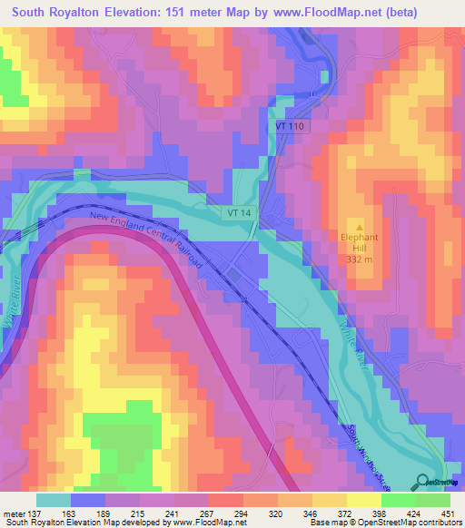 South Royalton,US Elevation Map