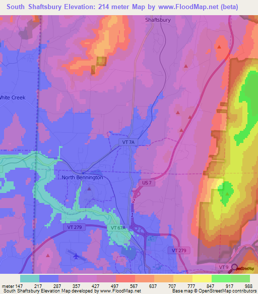 South Shaftsbury,US Elevation Map