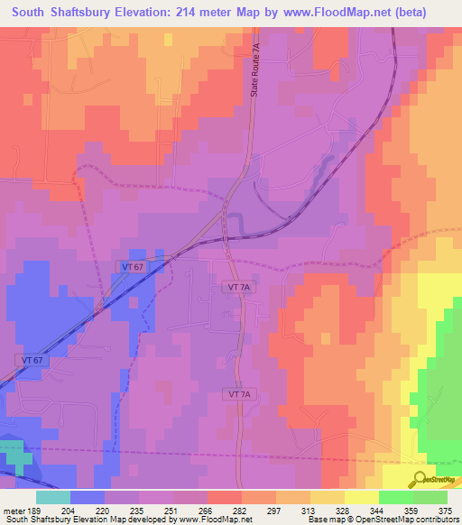 South Shaftsbury,US Elevation Map