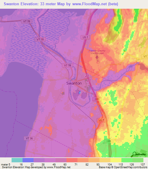 Swanton,US Elevation Map