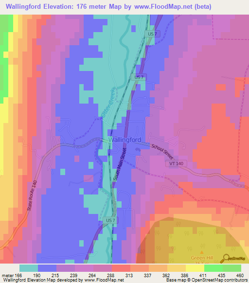 Wallingford,US Elevation Map