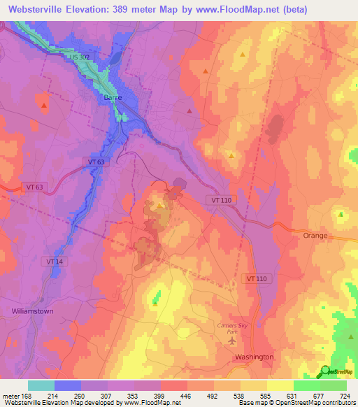 Websterville,US Elevation Map