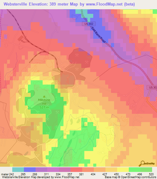 Websterville,US Elevation Map