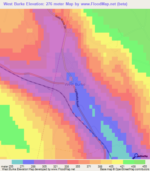 West Burke,US Elevation Map