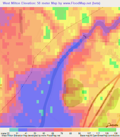 West Milton,US Elevation Map