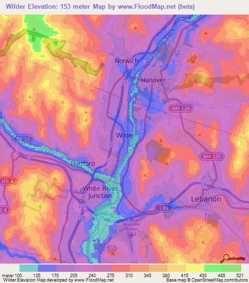 Wilder,US Elevation Map