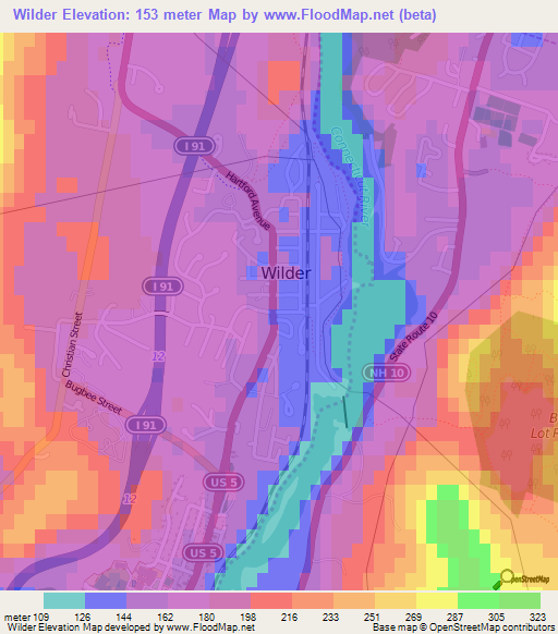 Wilder,US Elevation Map