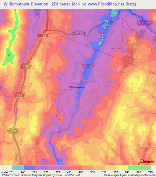 Williamstown,US Elevation Map