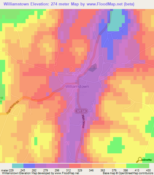 Williamstown,US Elevation Map