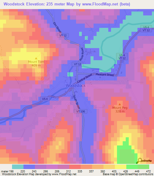 Woodstock,US Elevation Map