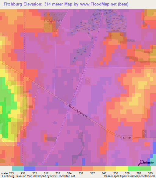 Fitchburg,US Elevation Map