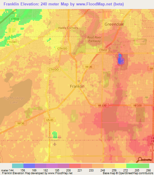 Franklin,US Elevation Map