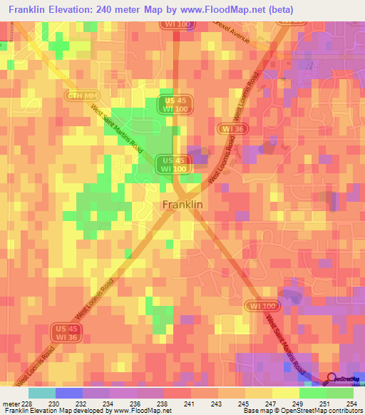 Franklin,US Elevation Map