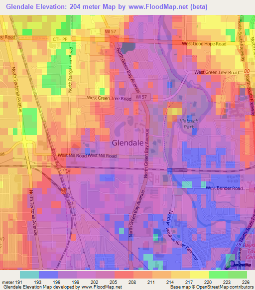 Glendale,US Elevation Map