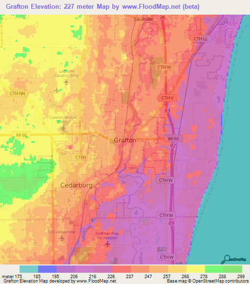 Grafton,US Elevation Map