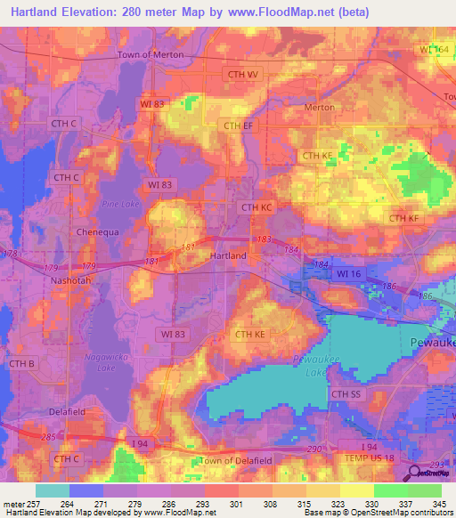 Hartland,US Elevation Map