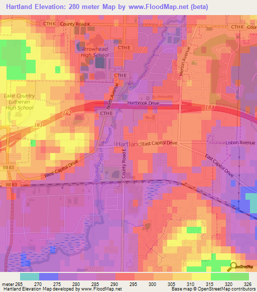 Hartland,US Elevation Map