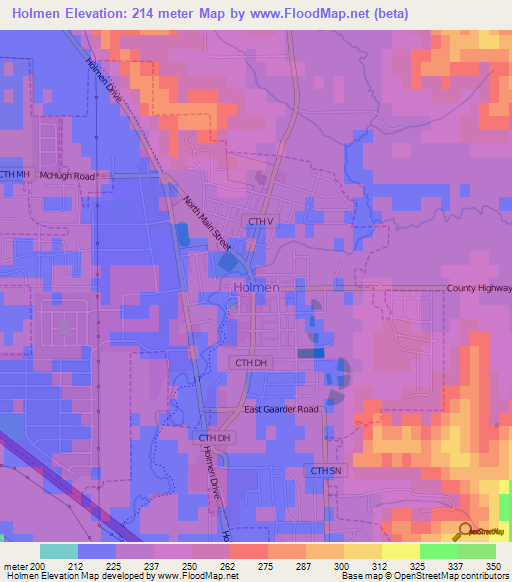 Holmen,US Elevation Map