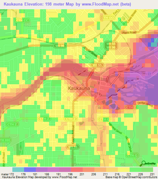 Kaukauna,US Elevation Map