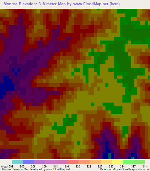 Monroe,US Elevation Map