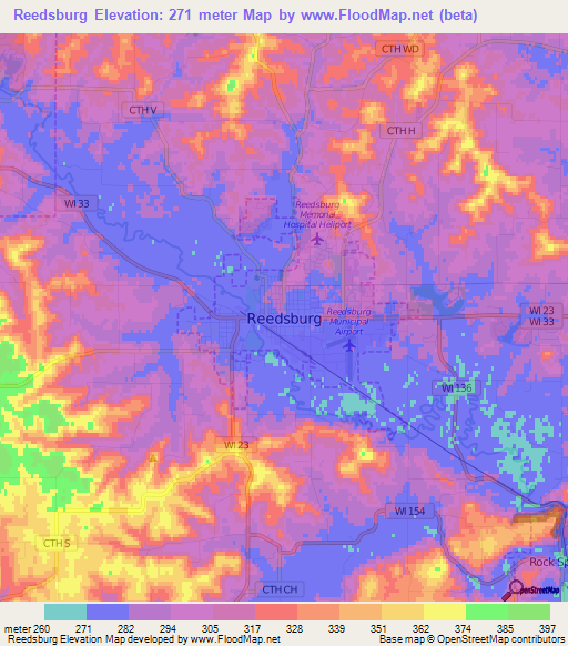 Reedsburg,US Elevation Map