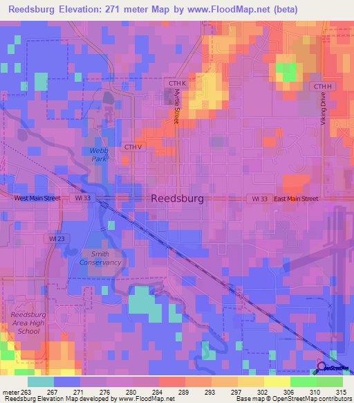 Reedsburg,US Elevation Map