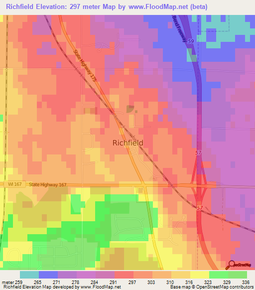 Richfield,US Elevation Map