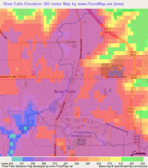 River Falls,US Elevation Map