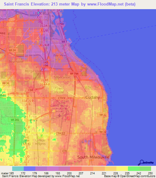 Saint Francis,US Elevation Map