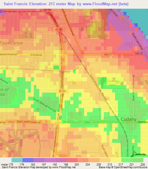 Saint Francis,US Elevation Map