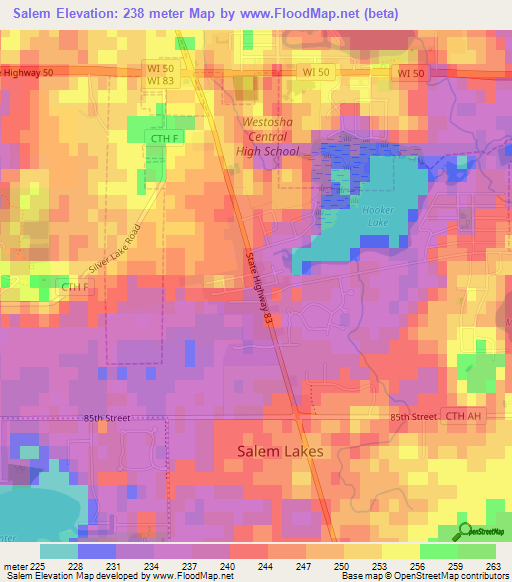 Salem,US Elevation Map