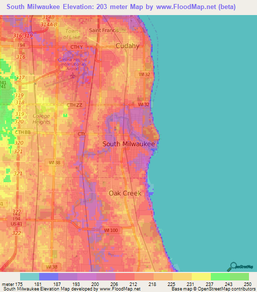 South Milwaukee,US Elevation Map