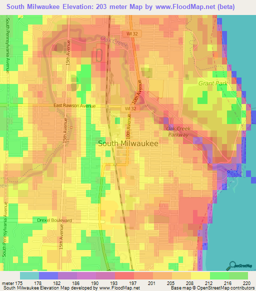 South Milwaukee,US Elevation Map