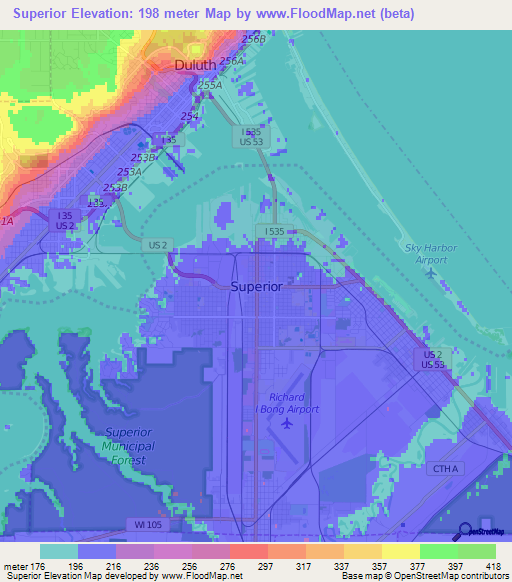 Superior,US Elevation Map