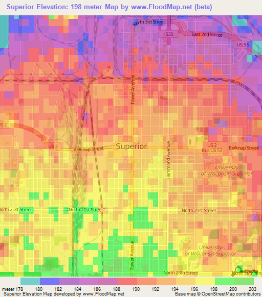 Superior,US Elevation Map