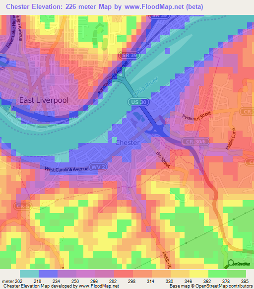 Chester,US Elevation Map