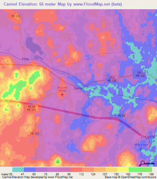 Carmel,US Elevation Map