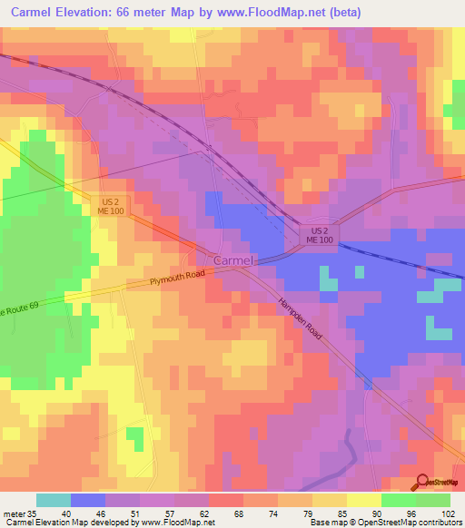 Carmel,US Elevation Map