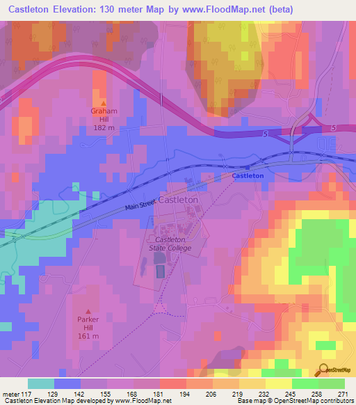 Castleton,US Elevation Map