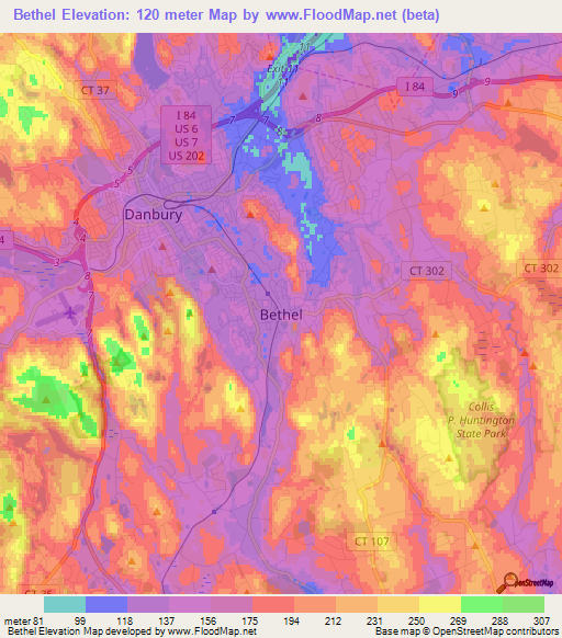 Bethel,US Elevation Map