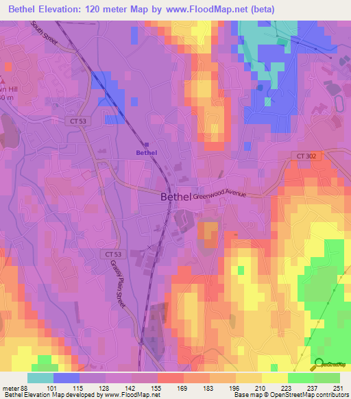 Bethel,US Elevation Map