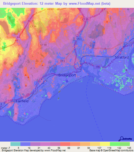 Bridgeport,US Elevation Map