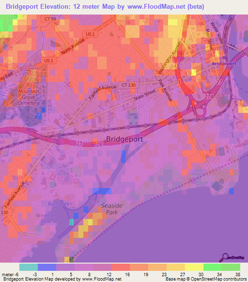 Bridgeport,US Elevation Map