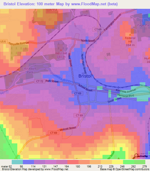 Bristol,US Elevation Map