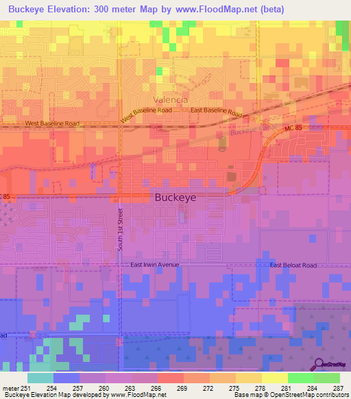 Buckeye,US Elevation Map