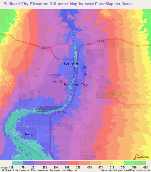 Bullhead City,US Elevation Map