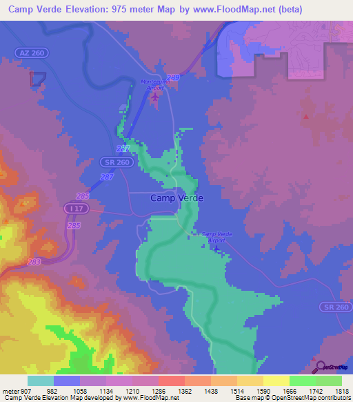 Camp Verde,US Elevation Map