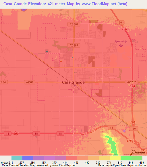 Casa Grande,US Elevation Map