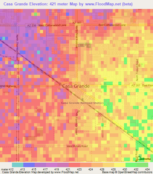 Casa Grande,US Elevation Map