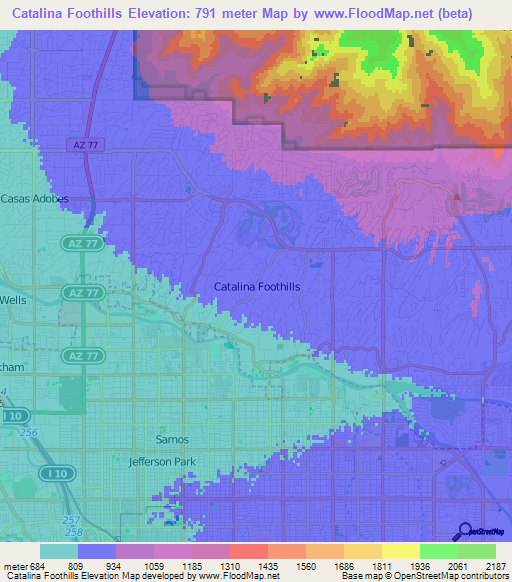 Catalina Foothills,US Elevation Map